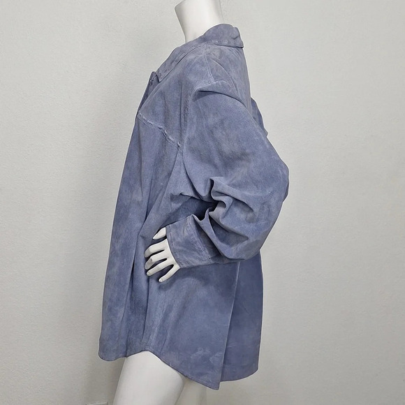 Women's Blue Leather Jacket - Picture 9 of 10